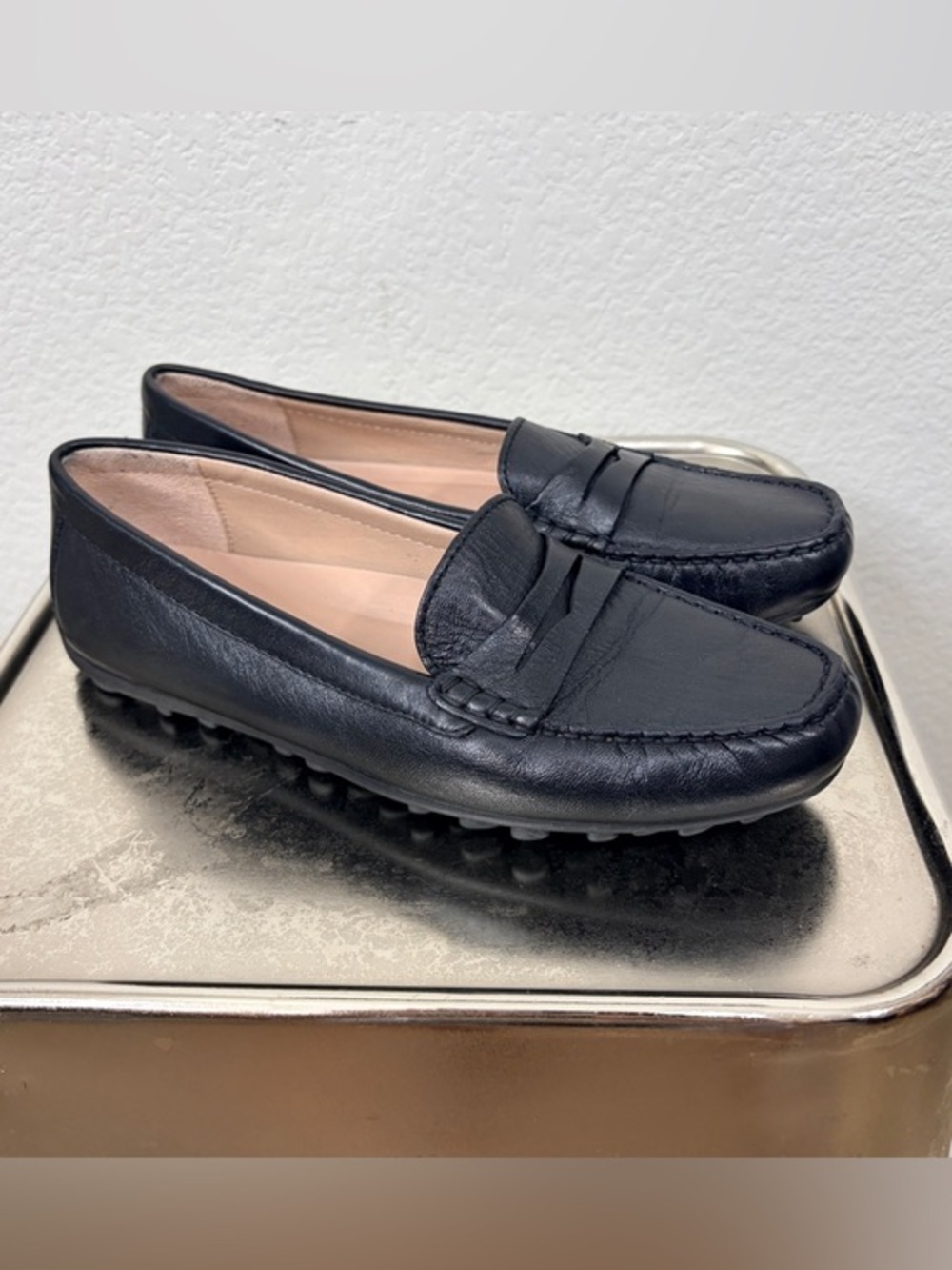 ECCO Classic Driving Shoe Black Leather Penny Loafers - Women 6 NEW W/O TAGS